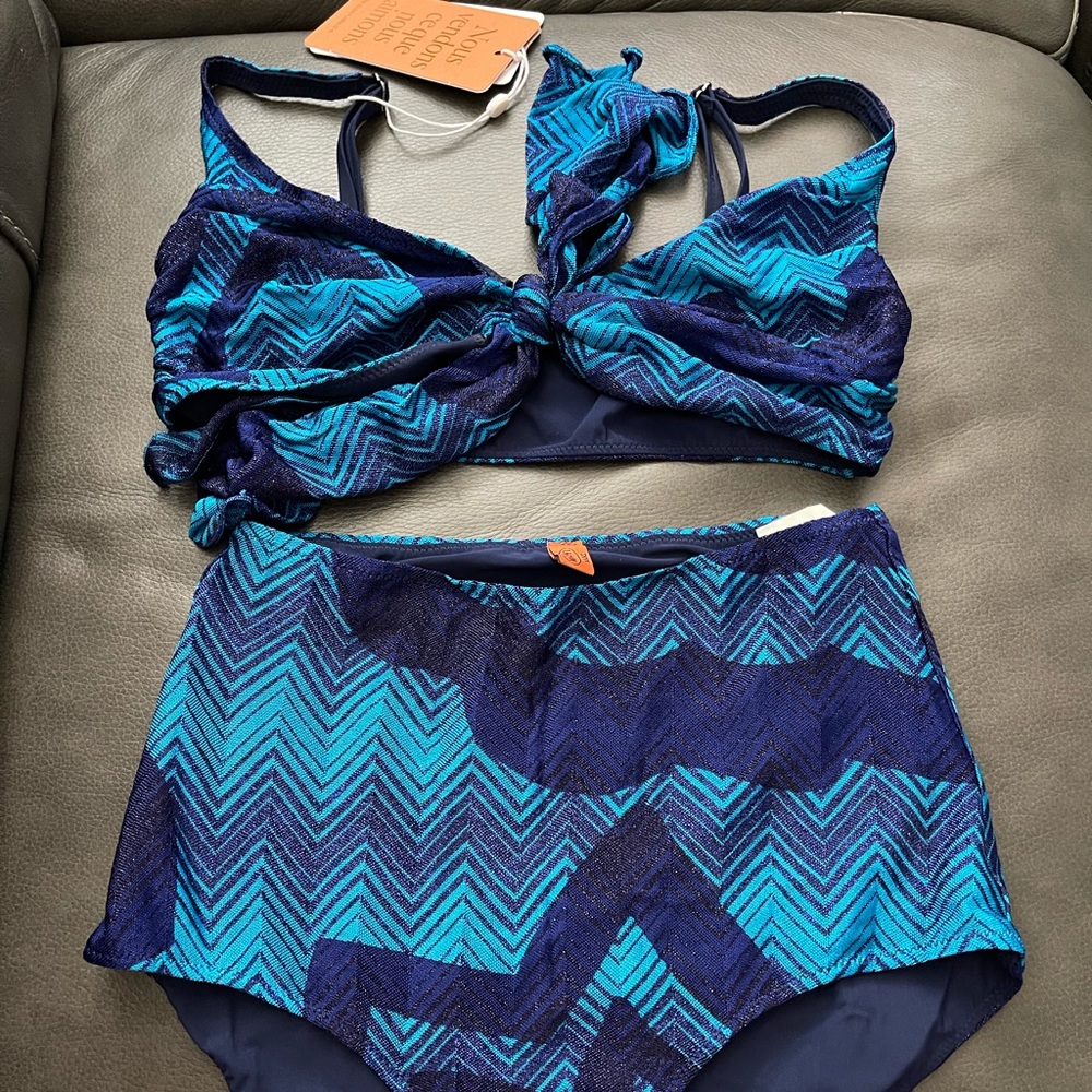 Missoni Blue and Navy Chevron Two-Piece Bikini